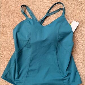Teal Gym Tank Top with Bra